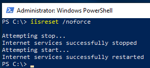 use this command iisreset /noforce